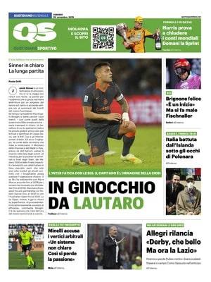 "Lautaro in ginocchio. Il capitano l'immagine della crisi": la prima pagina di QS