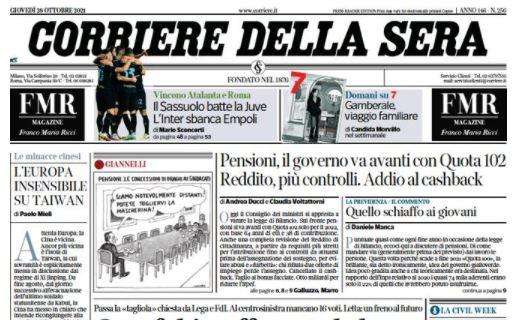 Il Corriere della Sera in apertura: "L'Inter sbanca Empoli"