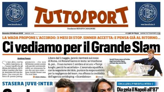 Motta carica, Inzaghi si lamenta. La prima pagina di Tuttosport su Juve-Inter