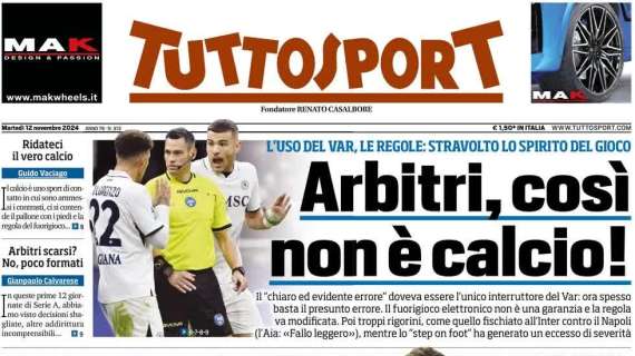 Arbitri, così non è calcio: troppi rigorini come quello dato all'Inter. La prima pagina di Tuttosport