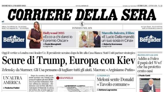 "Il pari tra Napoli e Inter lascia aperto il campionato": la prima pagina del Corriere della Sera