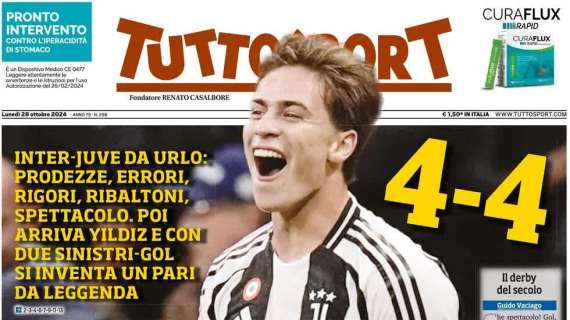 "Mamma il turco. Una doppietta da fuoriclasse premia Motta": la prima pagina di TuttoSport