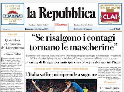 La Repubblica: "L'Italia soffre, ma poi riprende a sognare"