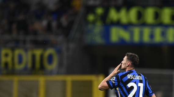 Asllani manda avanti l'Inter-bis al 45': primo tempo in controllo per i nerazzurri