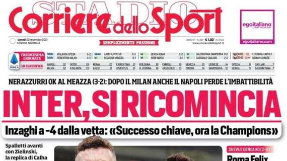 Il Corriere dello Sport in apertura: "Inter, si ricomincia"