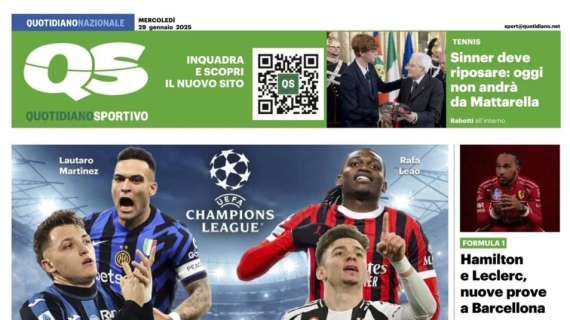 Sogno Champions, l'ultima scalata. La prima pagina del QS - Quotidiano Sportivo