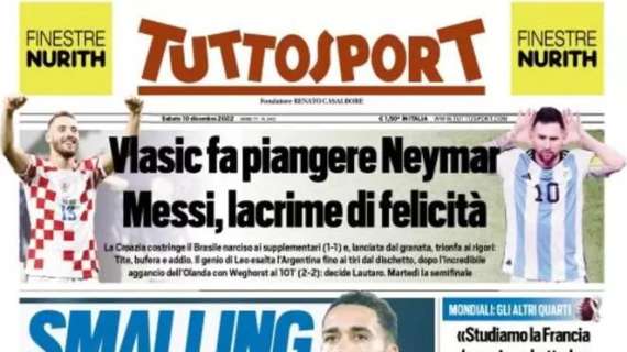 L'apertura di di Tuttosport: "Smalling, riecco Juve-Inter"