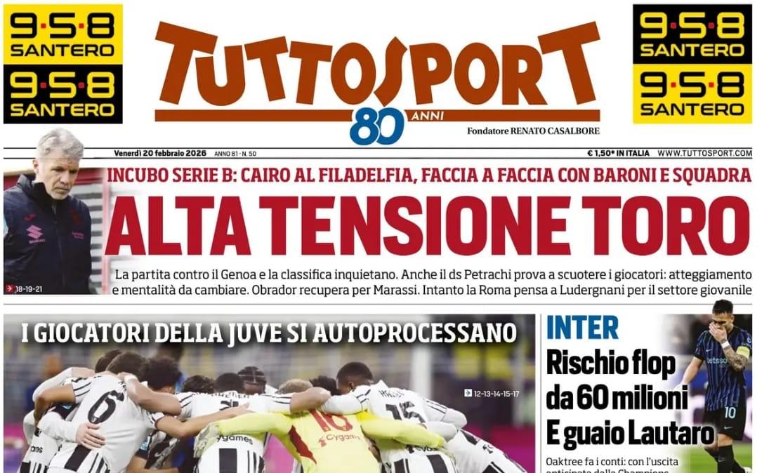"Inter, rischio flop da 60 milioni. E guaio Lautaro": la prima pagina di Tuttosport