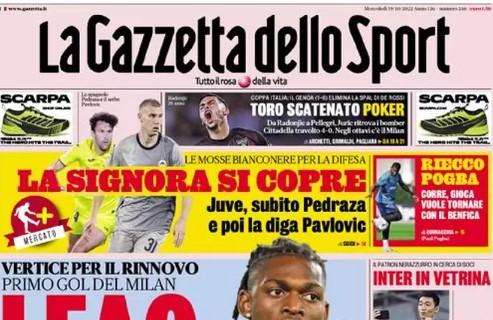 La prima pagina de La Gazzetta dello Sport - Inter, stadio e futuro valgono 1,2 miliardi