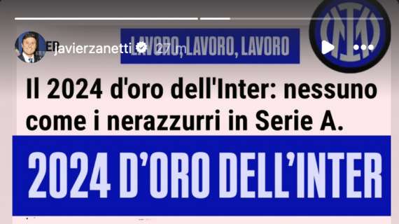 Zanetti esalta la sua Inter: "2024 d'oro. Lavoro, lavoro e lavoro, grazie ragazzi"