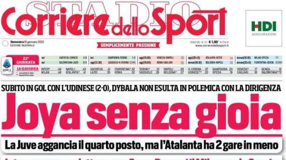 L'apertura del Corriere dello Sport: "Joya senza gioia"