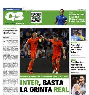 La prima pagina del QS - Quotidiano Sportivo: "Inter, basta la grinta Real"