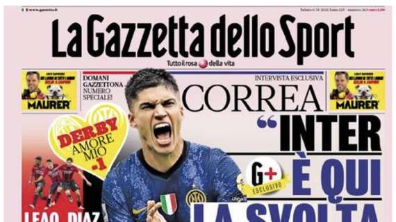 L'apertura della Gazzetta con le parole di Correa: "Inter, è qui la svolta"
