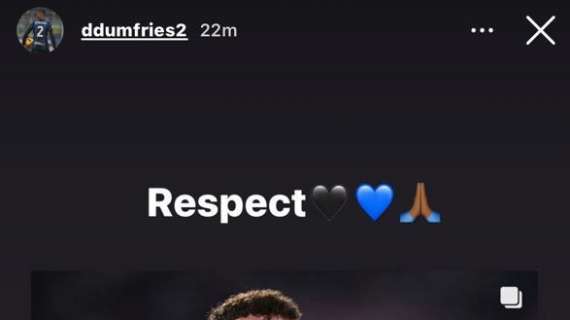 Dumfries ringrazia Perisic su Instagram e lo saluta: "Respect"