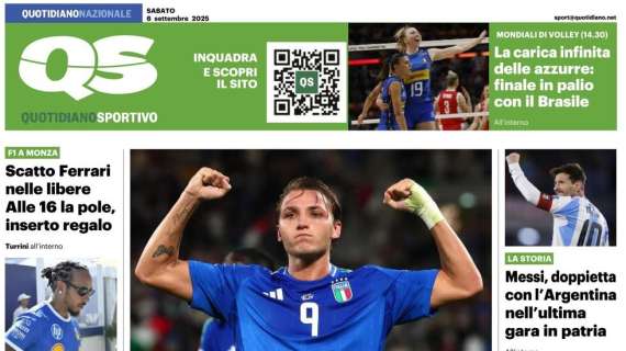 "Gol e record: Lautaro Martinez avverte la Juve": la prima pagina del QS