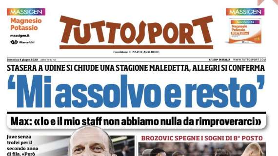 Tuttosport in apertura: "L'Inter si allena, il Toro la guarda: addio all'Europa nel modo peggiore"