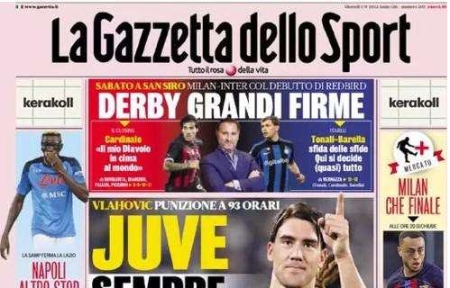 L'apertura de La Gazzetta dello Sport - "Inter, volata Acerbi-Zagadou"