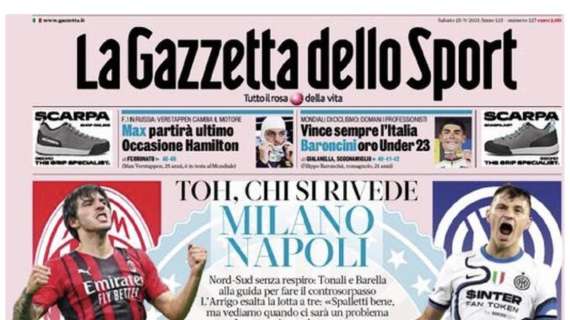 La Gazzetta dello Sport in prima pagina: "Inter, Inzaghi vuole la verità nella sfida a Gasp"