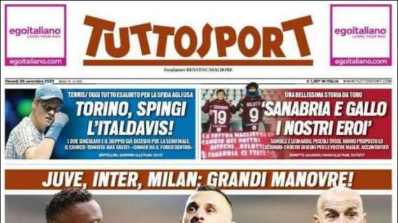 La prima pagina di Tuttosport: "Inter, priorità Brozovic"