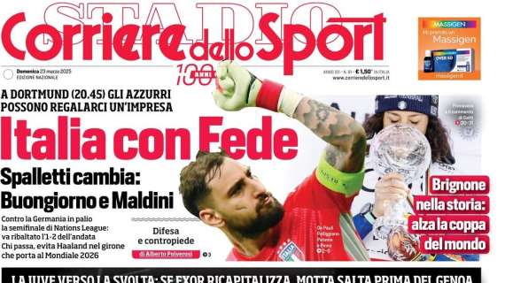 L'Inter mette sotto esame Bijol. La prima pagina del Corriere dello Sport