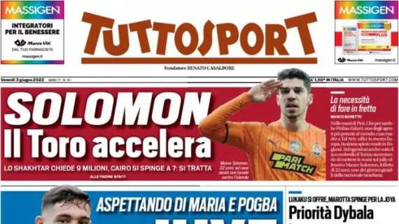 La prima pagina di Tuttosport: "Priorità Dybala, Inter avanti tutta"