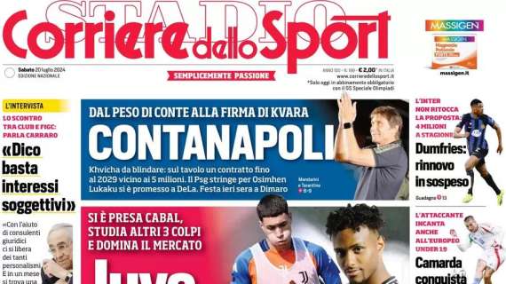 "Dumfries, il rinnovo in sospeso": la prima pagina dell'edizione odierna del Corriere dello Sport