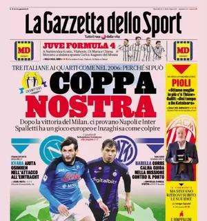 La prima pagina della Gazzetta dello Sport: "Coppa nostra: Inter e Napoli sulle orme del Milan"