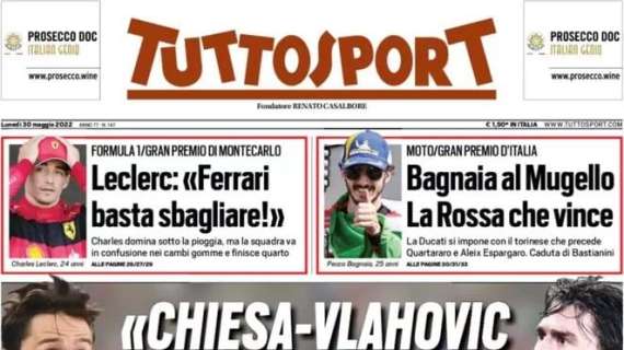 Tuttosport in prima pagina con Corvino: "Chiesa-Vlahovic, la coppia più bella" 