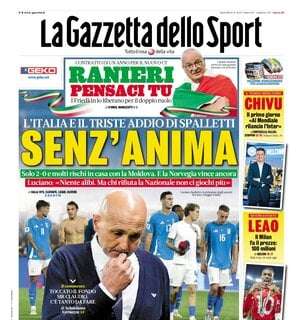 "Ranieri pensaci tu": la prima pagina de La Gazzetta dello Sport sul nuovo ct dell'Italia