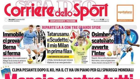 L'apertura del Corriere dello Sport: "Osimhen scatenato avverte l'Inter"