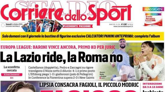 "Inchiesta ultrà: una valanga di Daspo": la prima pagina del Corriere dello Sport