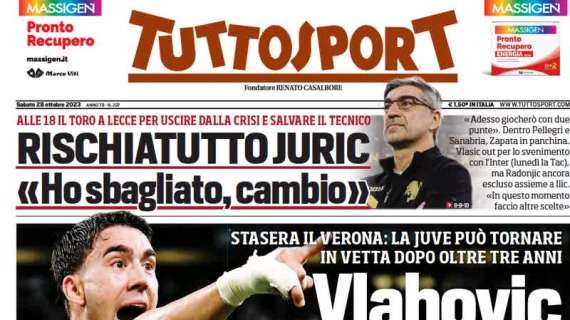 La prima pagina di Tuttosport su Inter-Roma: "Alta tensione. Vietati i fischietti anti Lukaku"