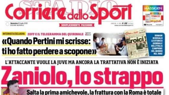 L'apertura del Corriere dello Sport: "Zaniolo, lo strappo"