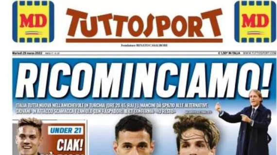 Tuttosport: "Ricominciamo! Italia tutta nuova nell'amichevole in Turchia"