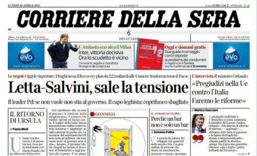 L'apertura del Corriere della Sera: "Inter, puoi dire scudetto"