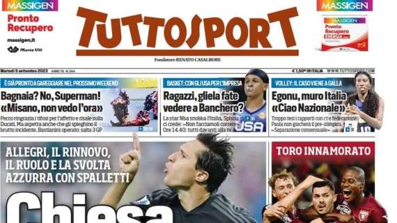 Tuttosport in prima pagina: "Inzaghi-Pioli, rivincite calde". Inter e Milan già in fuga al derby