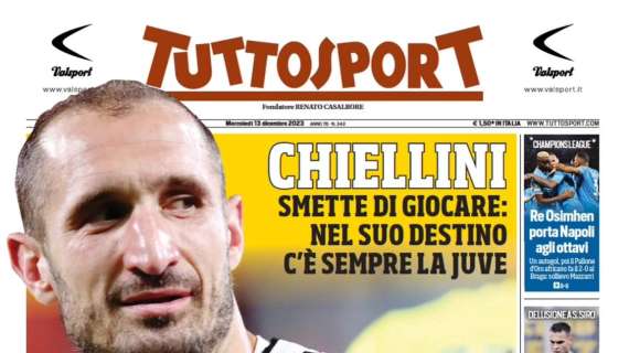 La prima pagina di Tuttosport: "L'Inter lascia il primo posto alla bella Real"