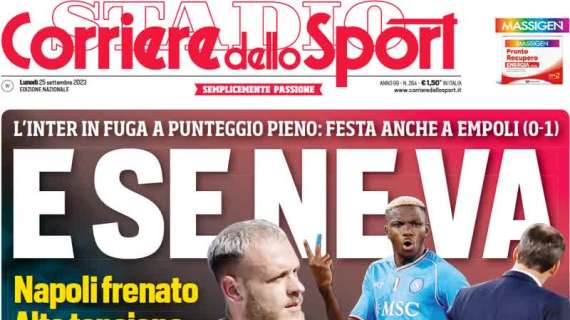 Inter capolista in solitaria, il Corriere dello Sport celebra la squadra di Inzaghi: "E se ne va"