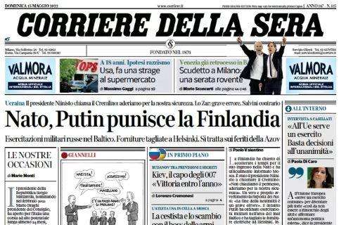 Il Corriere della Sera in apertura: "Scudetto a Milano: una serata rovente"