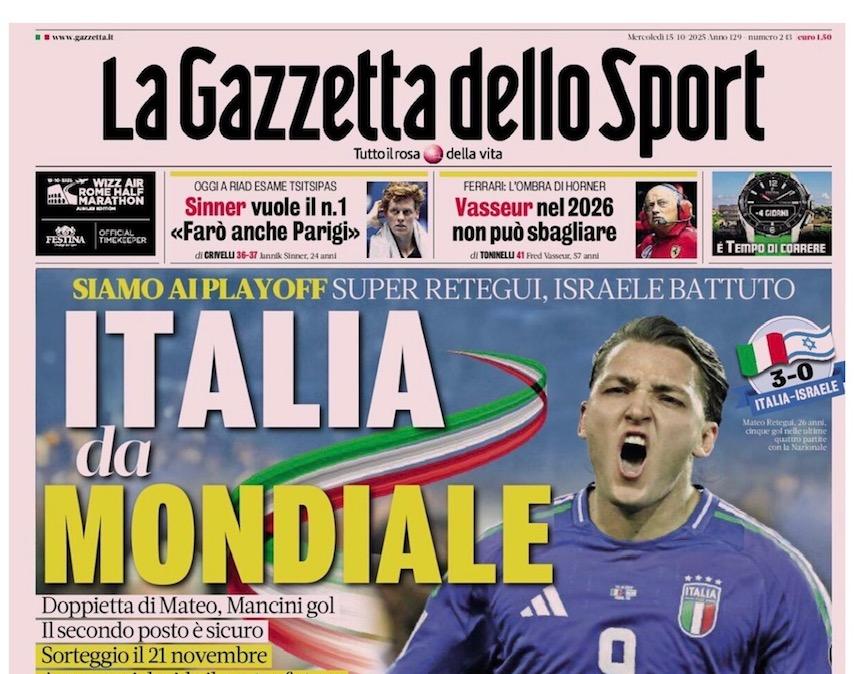 "Italia da Mondiale", la Gazzetta in prima pagina celebra Gattuso e la rinascita azzurra