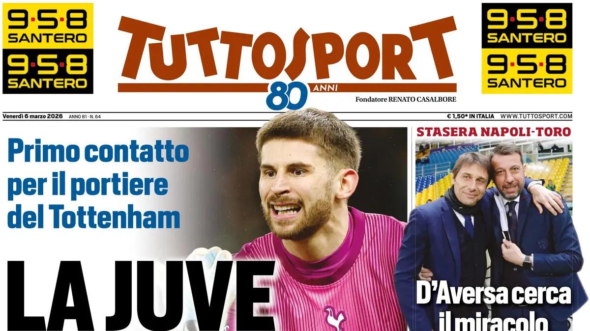 "La Juve chiama Vicario! Barella, fai il Lautaro...", la prima pagina di TuttoSport