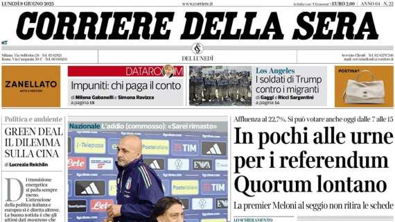 "È finita in lacrime l’era Spalletti": l'apertura del Corriere della Sera