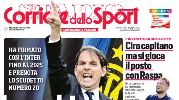 Il Corriere dello Sport in apertura: "Inzaghi per la stella". Il tecnico rinnova e punta allo scudetto numero 20