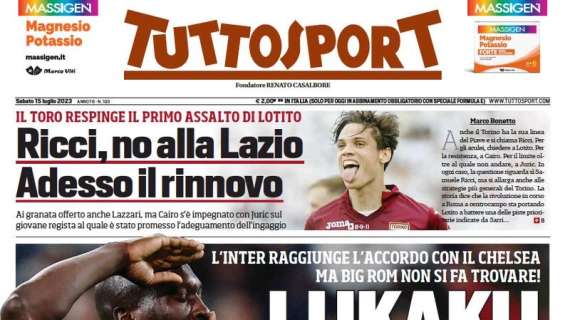 La prima pagina di Tuttosport: "Lukaku, brivido Juve. Il voltafaccia sconcerta l'Inter"