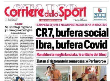 L'apertura del Corriere dello Sport: "CR7, bufera social. Ibra, bufera Covid"