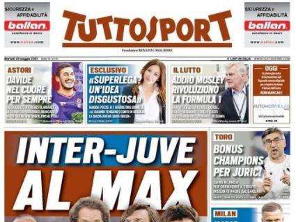 L'apertura di Tuttosport: "Inter-Juve al Max". Allegri ipotesi per entrambe