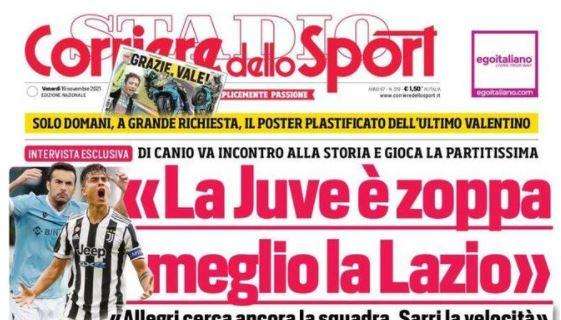 Il Corriere dello Sport in prima pagina: "C'è Lucio a San Siro: 'Scudetto un po' mio'"