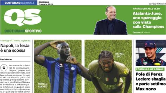 La prima pagina del Qs: "Derby infinito, l'Inter sorride. Leao a rischio per l'Euroderby"