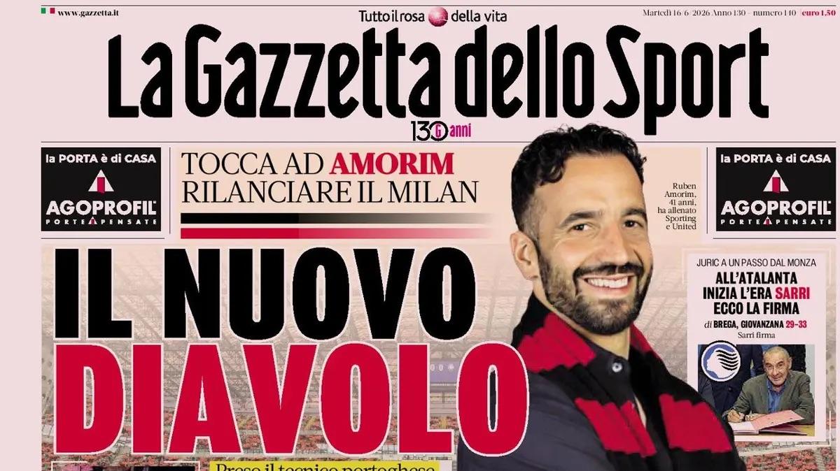 "Il nuovo Diavolo. Tocca ad Amorim rilanciare il Milan": la prima pagina de La Gazzetta dello Sport