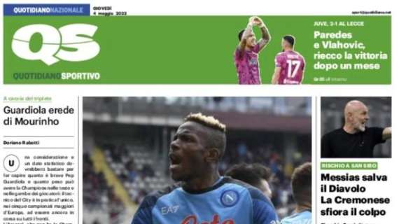 La prima pagina del QS - Quotidiano Sportivo: "Inter, una festa per tutti. Aspettando il grande derby"